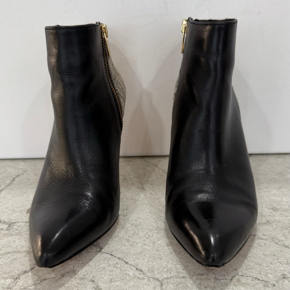 Signature Vince Camuto Black and Snakeskin with Gold Zipper Bootie. Size 8. - Picture 5 of 15
